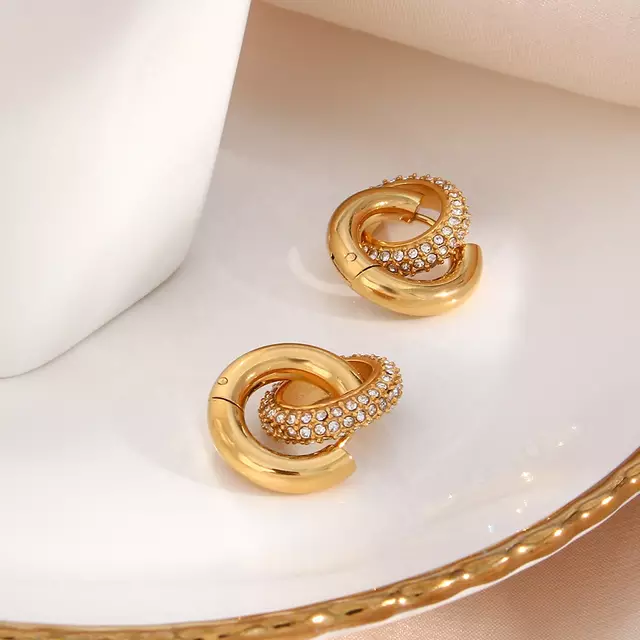 Dextera hoop earrings, White, Gold-tone plated | Swarovski